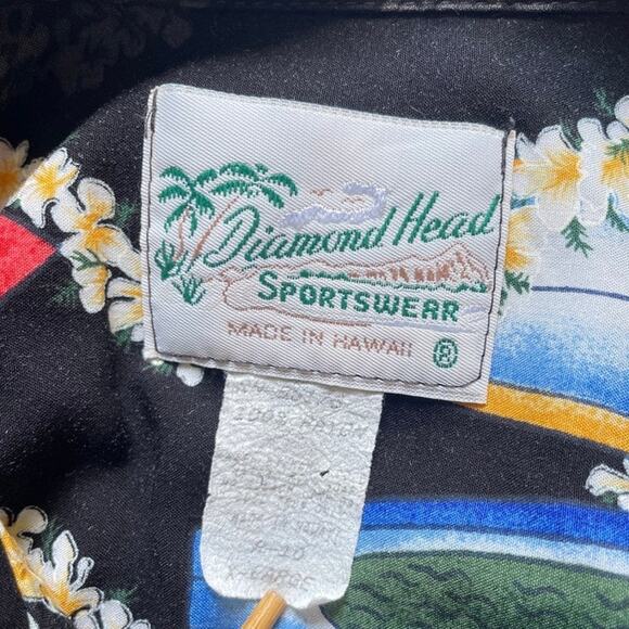 Vtg 90's DIAMOND HEAD SPORTSWEAR Surfboard Rayon Mens Shirt Sz XL Hawaii Aloha - Picture 7 of 9